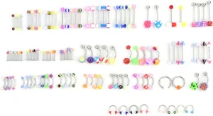 110pcs Mixed Tongue Nose Belly Button Piercing Rings Set, Grade Stainless Steel Body Jewelry, Diverse Shapes Colors, Lightweight Comfortable, Show Your Individuality