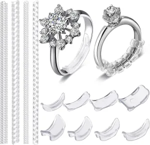 12PCS Invisible Ring Size Adjuster Ring Sizers for Loose Rings Women Ring Guards Ring Tightener Ring Spacers Ring Fitter Ring Stopper for Loose Rings Make Ring Smaller Without Resizing(Clear)