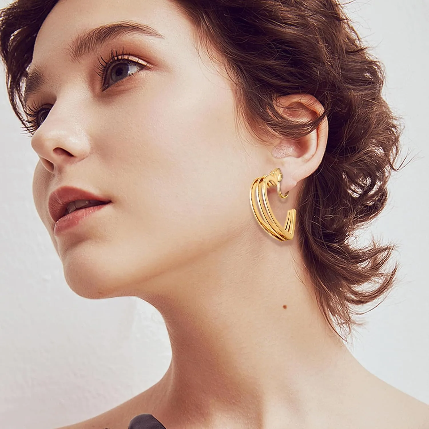 15 Pairs Gold Clip on Earrings for Women Fashion,Lightweight Fake Earrings Set