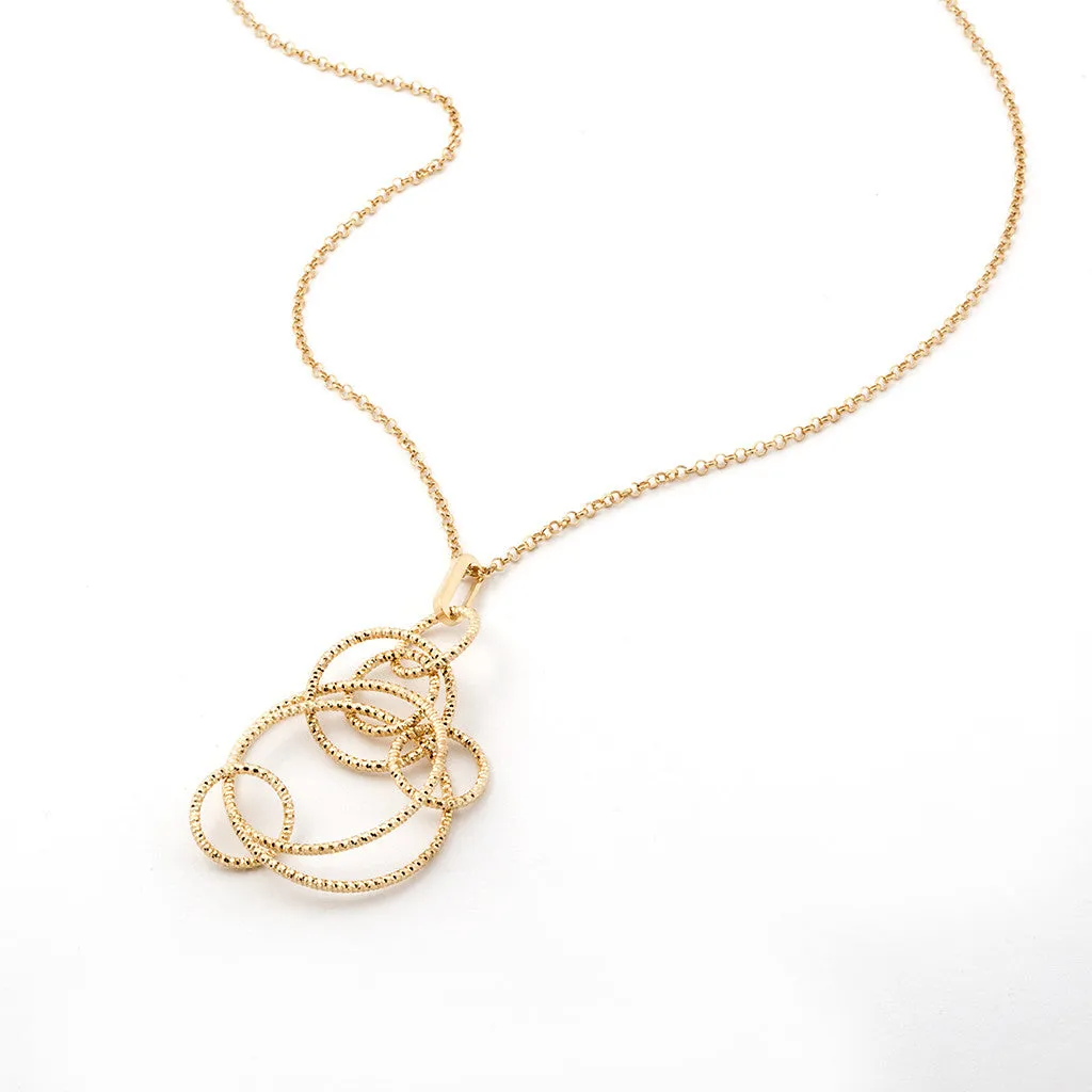 22k Gold Plated Sterling silver Multi Circle Necklace 18"