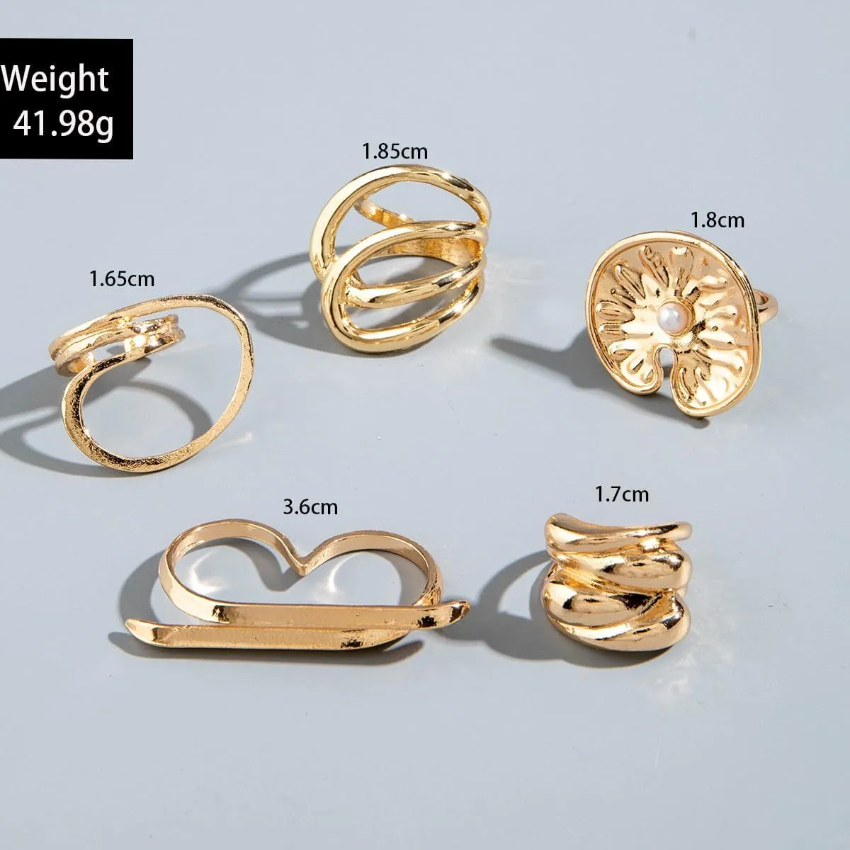 3-12PCS Gold Chunky Rings For Women 14K Gold Plated Stacking Ring Set Open Dome Knuckle Rings Adjustable Chunky Signet Rings Irregular Skeleton Geometric Stacking Ring Set