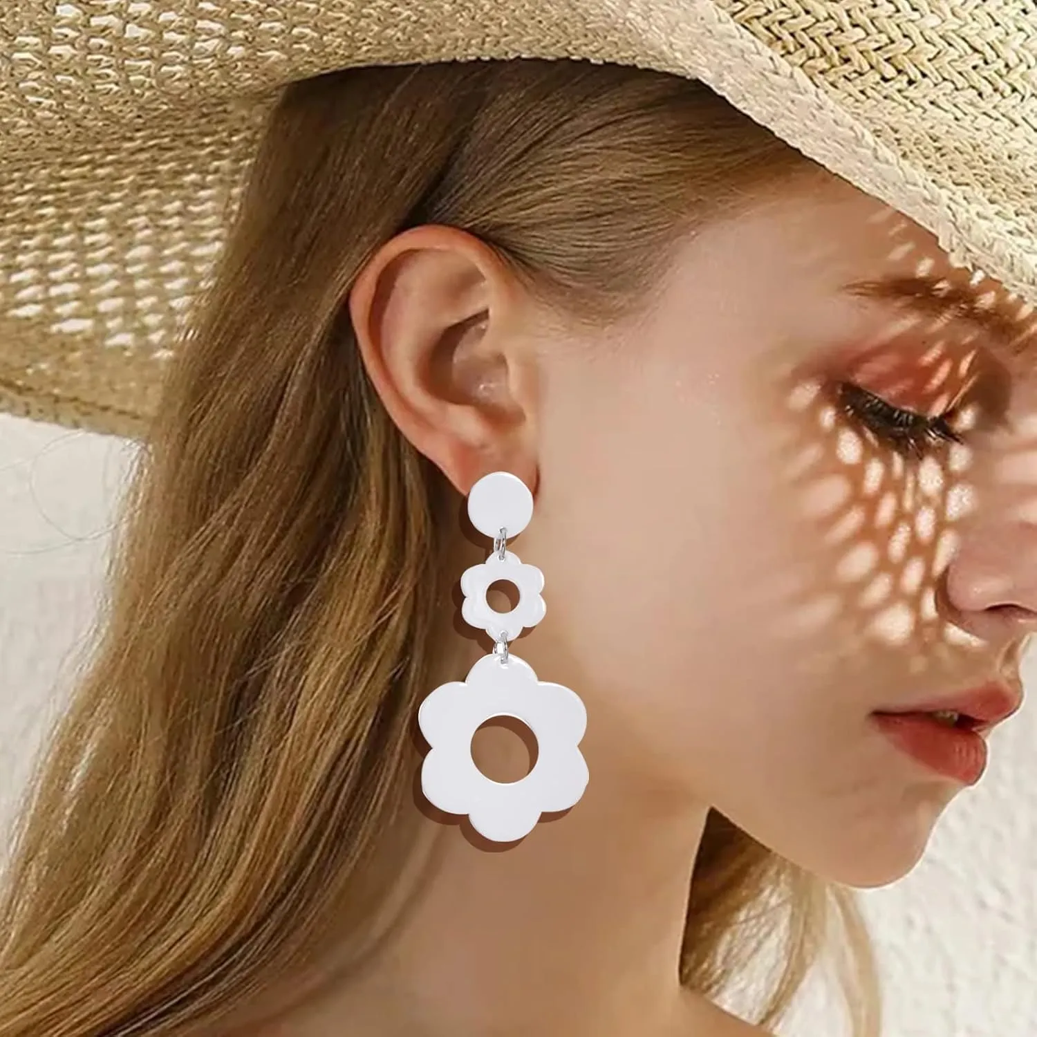 70s Earrings for Women White Acrylic Earrings 70s Outfits for Women Earrings Dangle Simple Retro 70s Jewelry