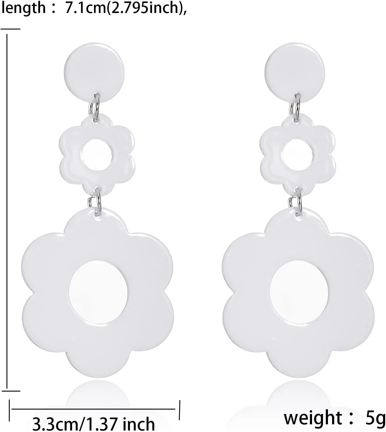 70s Earrings for Women White Acrylic Earrings 70s Outfits for Women Earrings Dangle Simple Retro 70s Jewelry