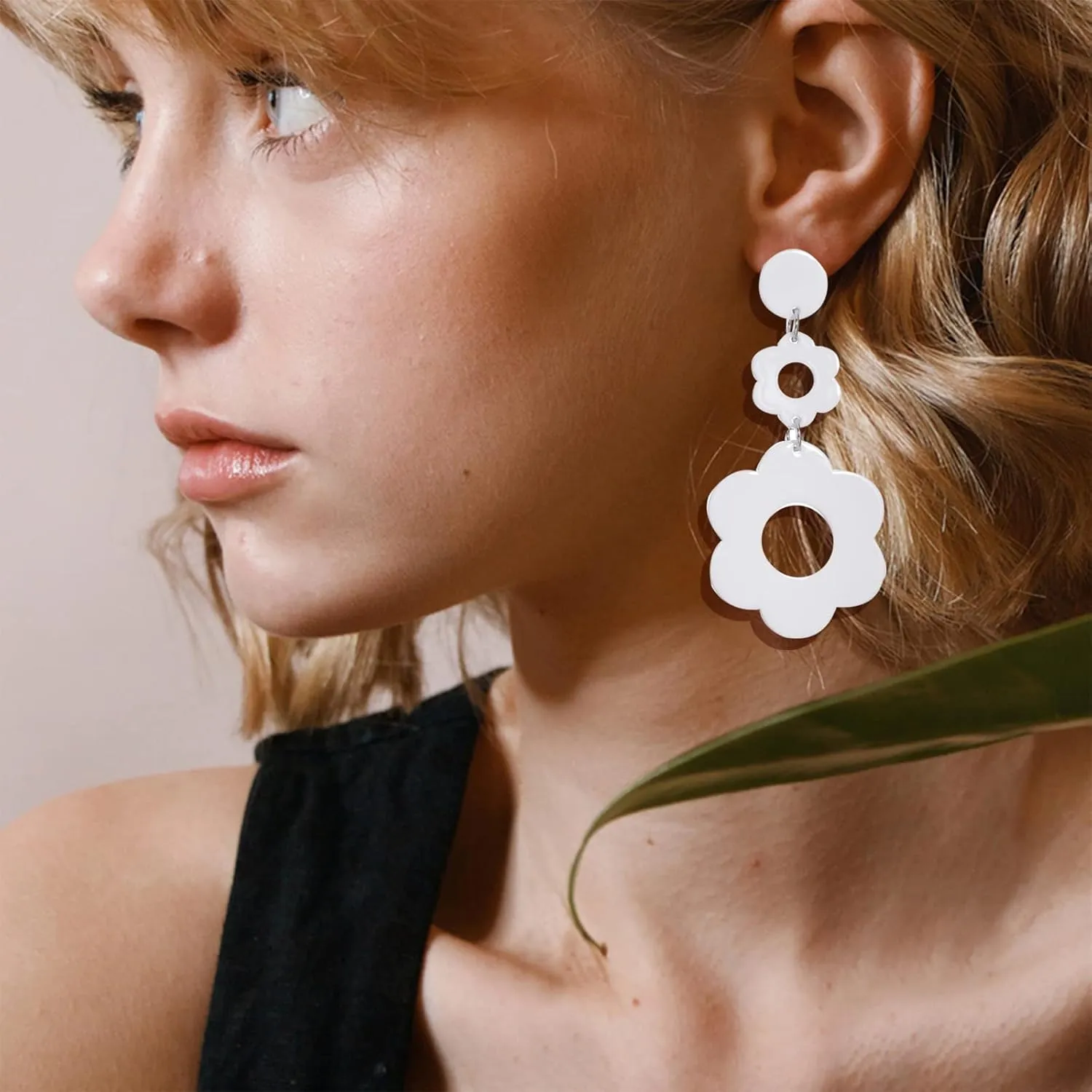 70s Earrings for Women White Acrylic Earrings 70s Outfits for Women Earrings Dangle Simple Retro 70s Jewelry