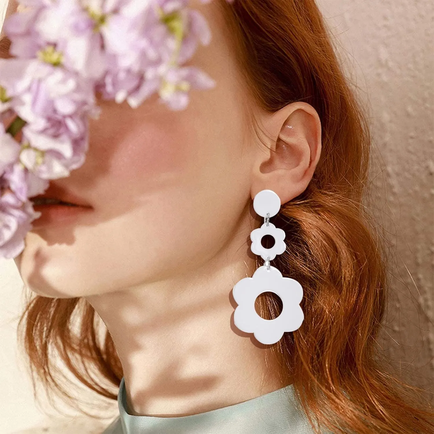 70s Earrings for Women White Acrylic Earrings 70s Outfits for Women Earrings Dangle Simple Retro 70s Jewelry