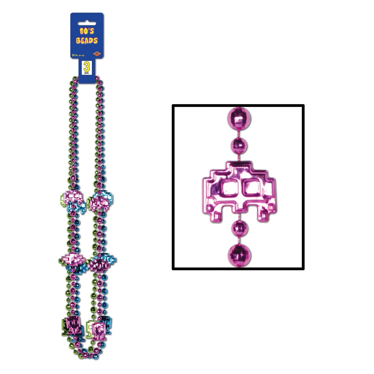 80's Party Bead Necklaces (3 per Package)