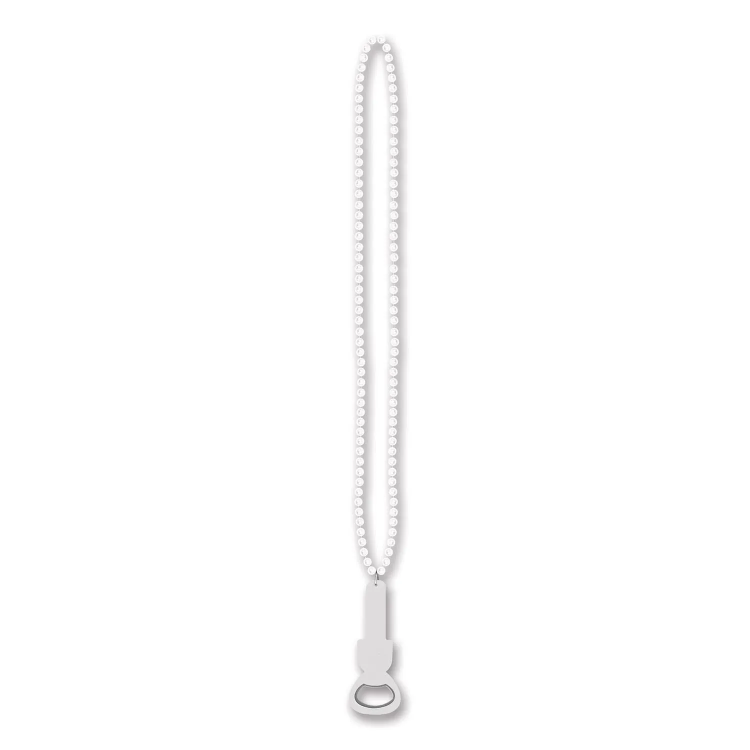 Bead Necklace with Bottle Opener - white