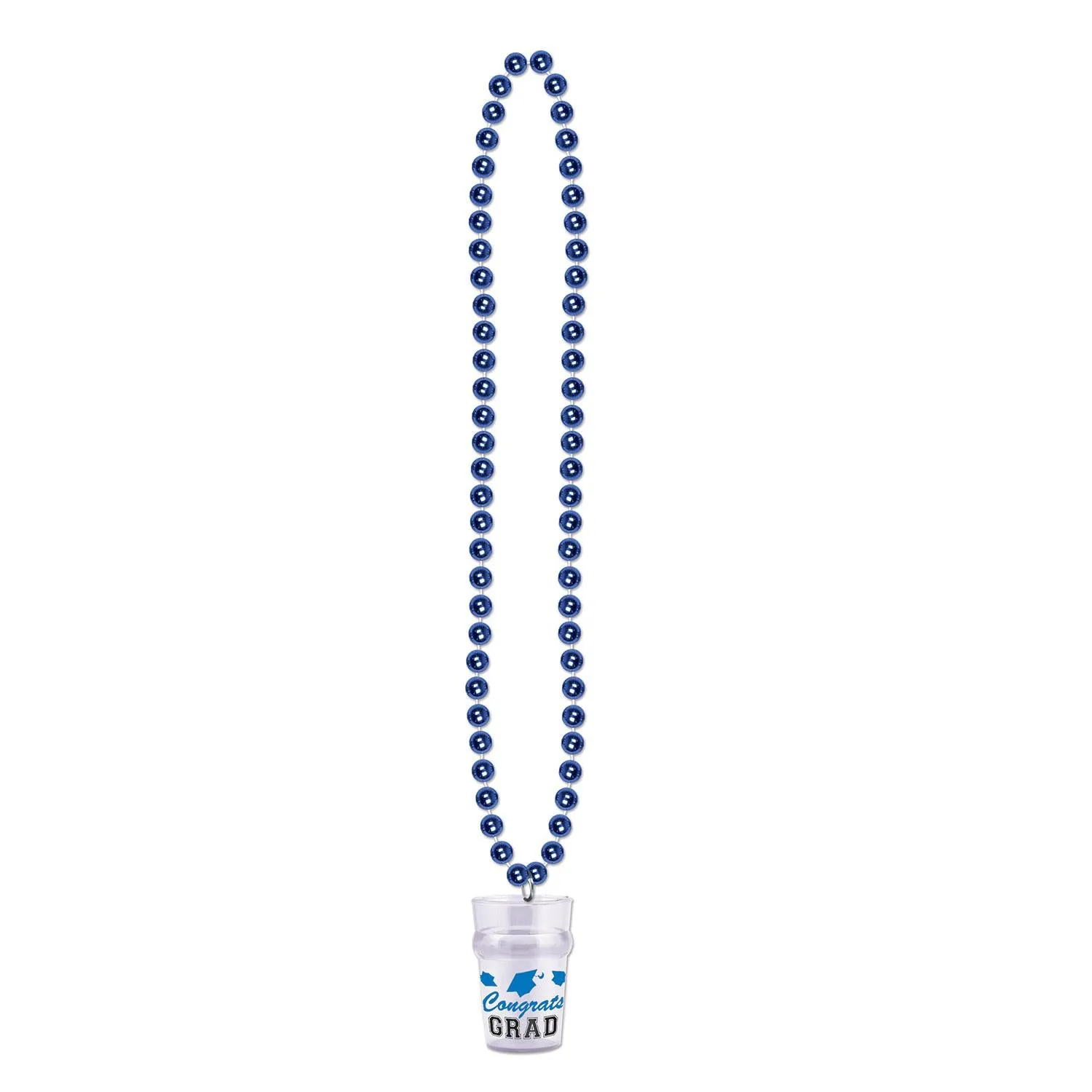 Bead Necklace with Grad Graduation Party Glass - blue