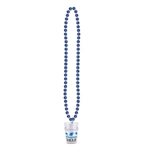 Bead Necklace with Grad Graduation Party Glass - blue