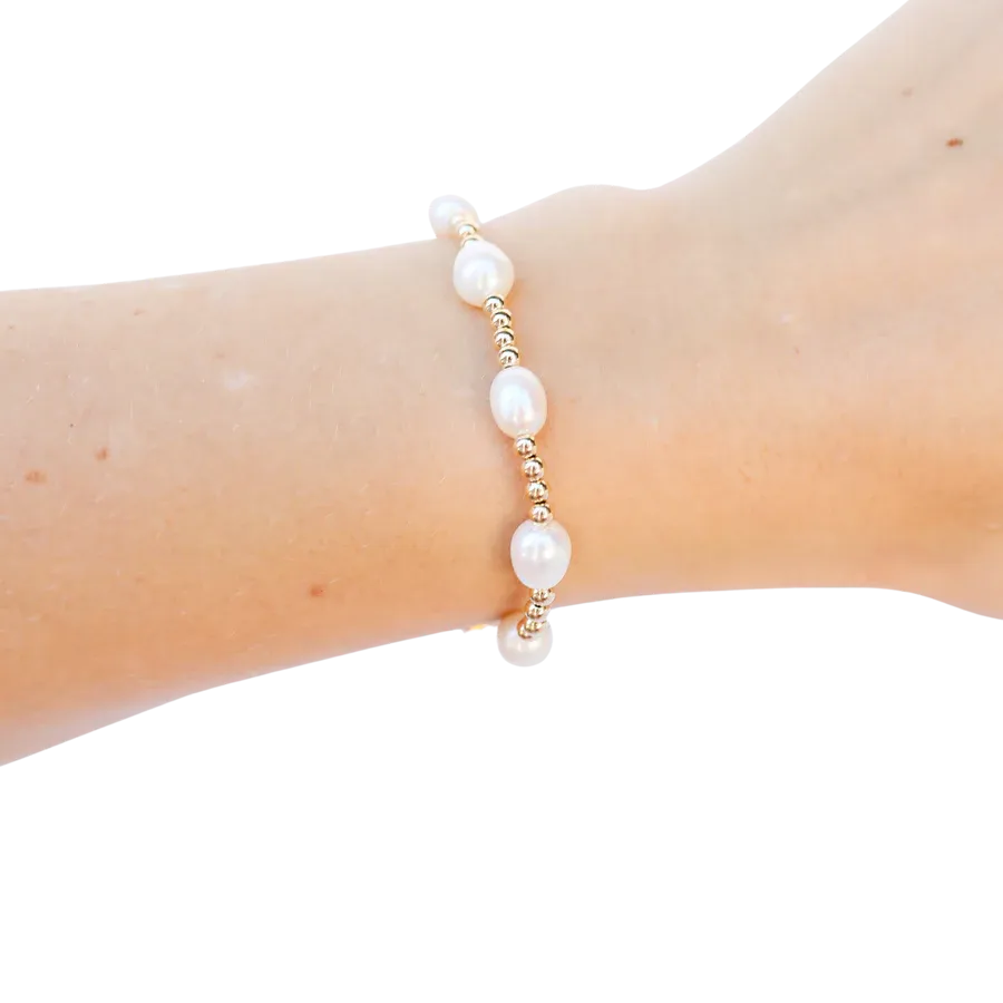 [Beaded Blondes] Ellie Pearl Standard Bracelet - Gold