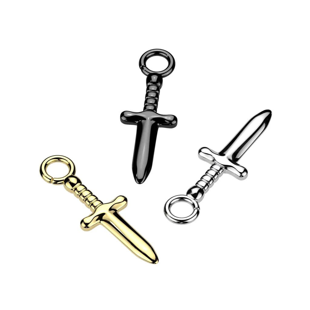Black Titanium Dagger Body Jewellery Charm Attachment