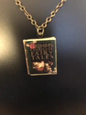 Book Locket "Grimm's Fairy Tales" Necklace Bronze