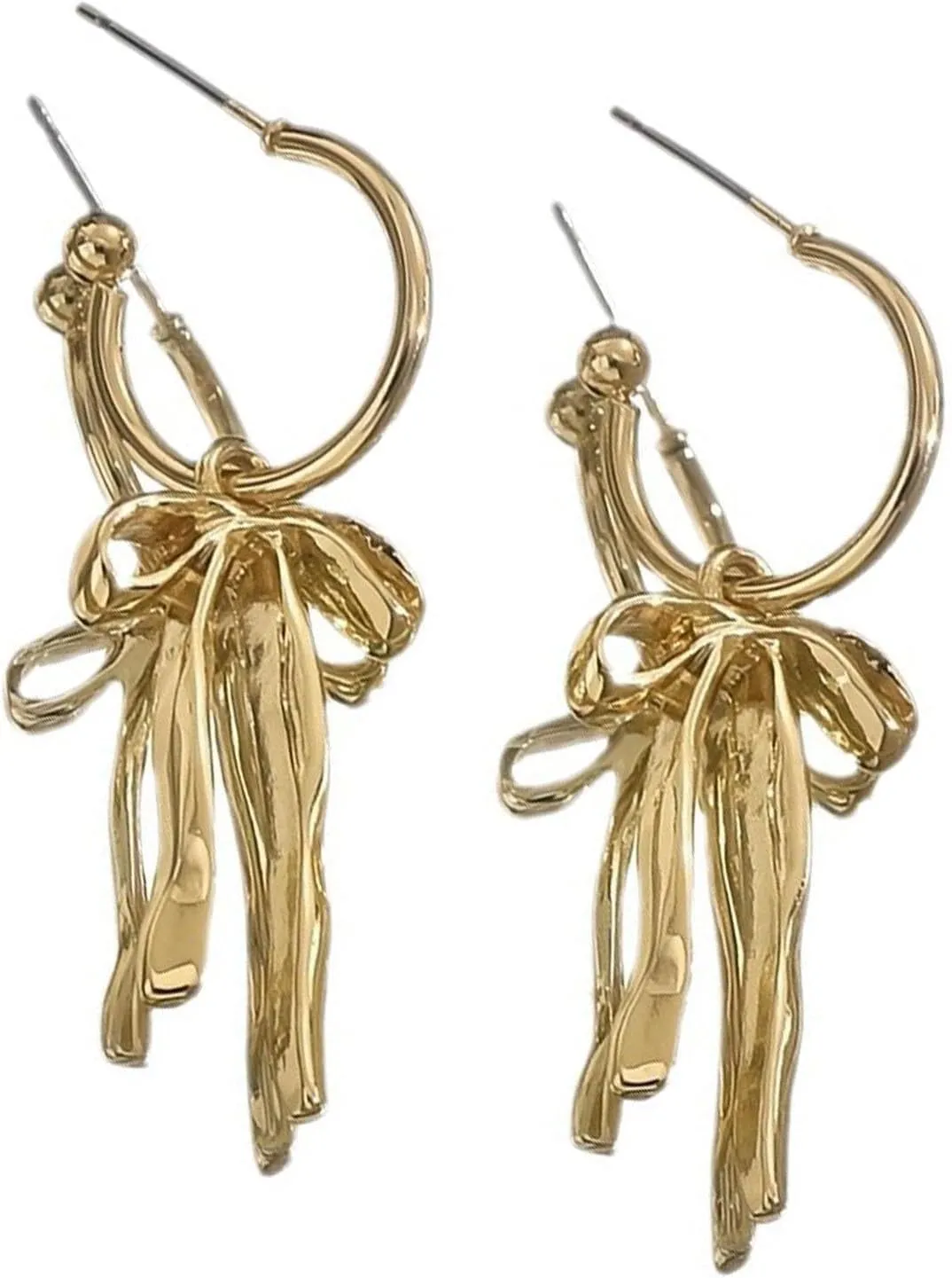 Bow Earrings For Women Gold Bow Earrings For Women Trendy Elegant Bowtie Drop Dangle Hoop Stud Lightweight Hypoallergenic Jewellery Gift For Party Wedding Holiday