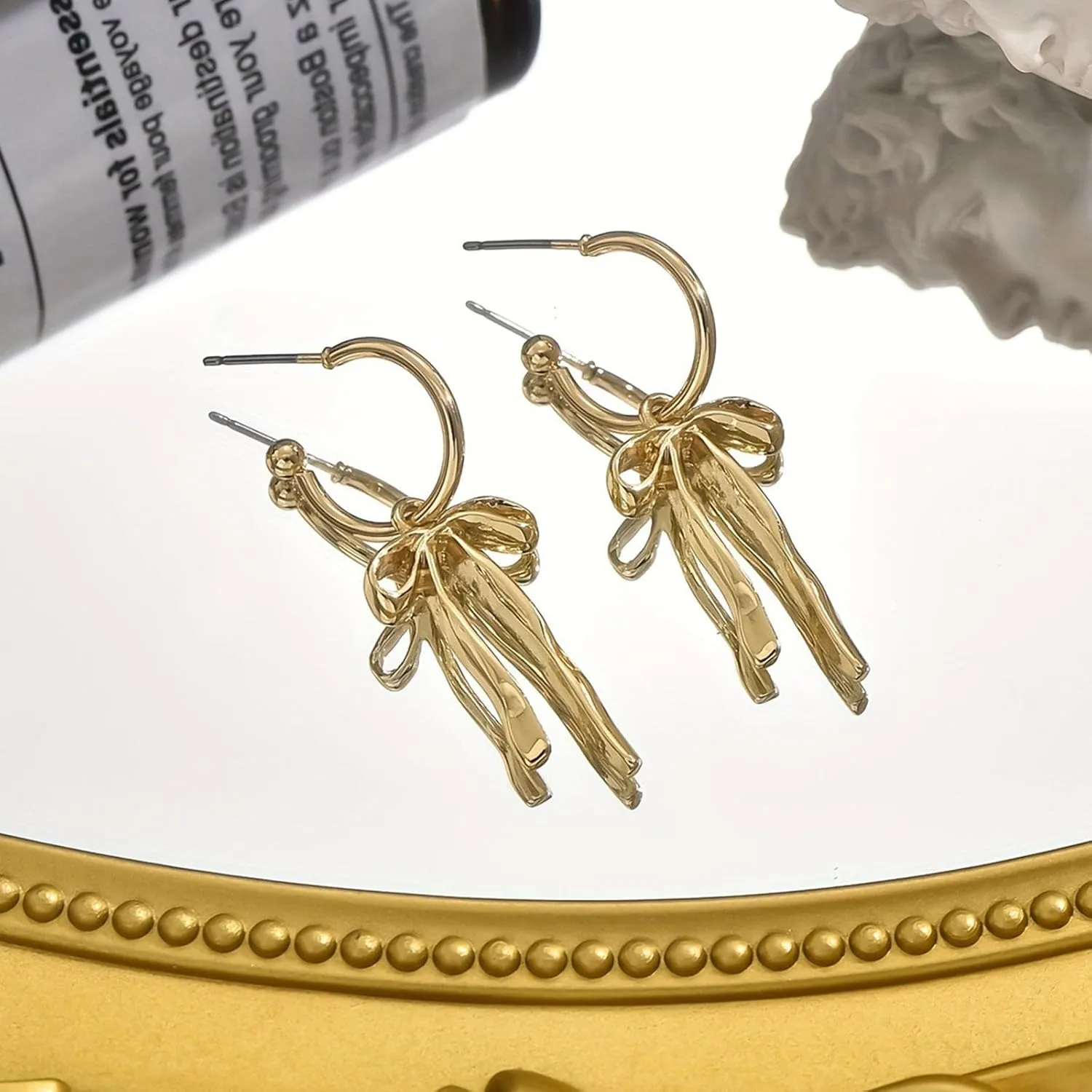 Bow Earrings For Women Gold Bow Earrings For Women Trendy Elegant Bowtie Drop Dangle Hoop Stud Lightweight Hypoallergenic Jewellery Gift For Party Wedding Holiday