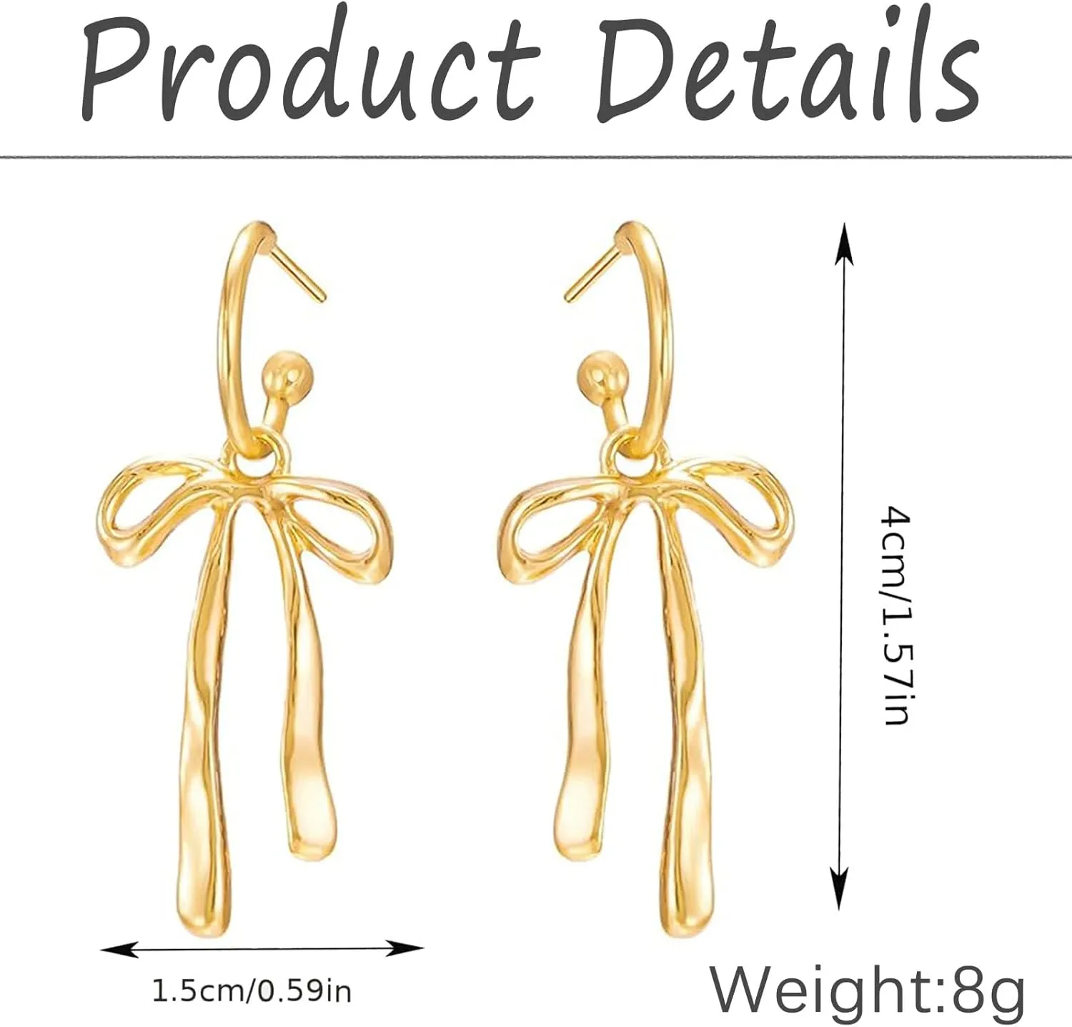 Bow Earrings For Women Gold Bow Earrings For Women Trendy Elegant Bowtie Drop Dangle Hoop Stud Lightweight Hypoallergenic Jewellery Gift For Party Wedding Holiday