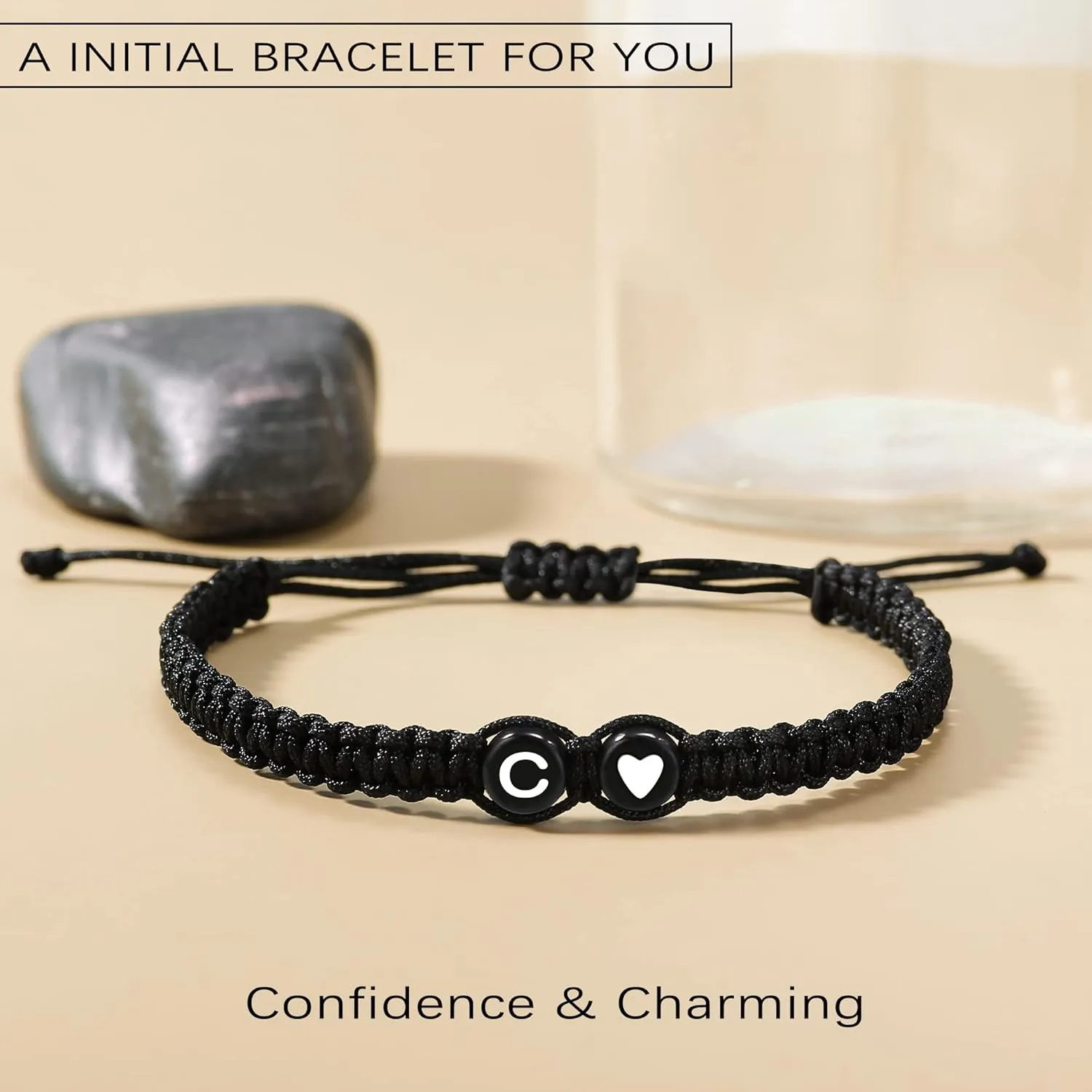 Btysun Initial Bracelets for Women Teen Gifts Trendy Stuff Best Friend Birthday Gifts Graduation Adjustable Letter A-Z Braided Bracelets Heart Link Sister Daughter Mother's Day Mom Female Christmas Jewelry