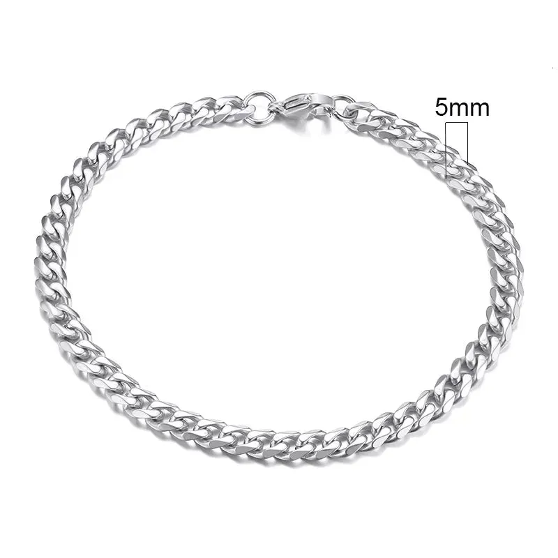 Chunky Miami Curb Chain Bracelet for Men: Stainless Steel Cuban Link Chain Wristband, Classic Punk Heavy Male Jewelry.