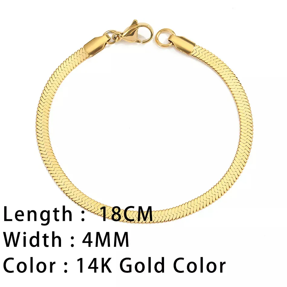 Classic Snake Chain Bracelets for Women: Trendy Gold-Plated Stainless Steel Cuban Chain Bracelet, Perfect Woman Gifts, and Jewelry
