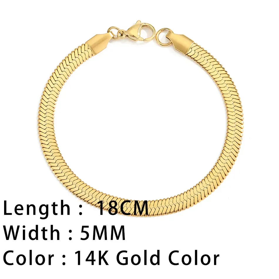 Classic Snake Chain Bracelets for Women: Trendy Gold-Plated Stainless Steel Cuban Chain Bracelet, Perfect Woman Gifts, and Jewelry