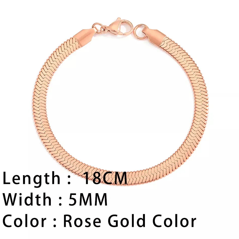 Classic Snake Chain Bracelets for Women: Trendy Gold-Plated Stainless Steel Cuban Chain Bracelet, Perfect Woman Gifts, and Jewelry