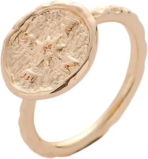 COLORFUL BLING Compass Vintage Big Round Finger Stackable Coin Comfort Joint Rings Knuckle Thumb Ring Friendship for Women Jewelry Gifts Statement Delicate Gold Silver Color