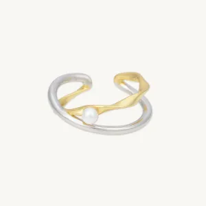 Criss Cross Pearl Open Ring
