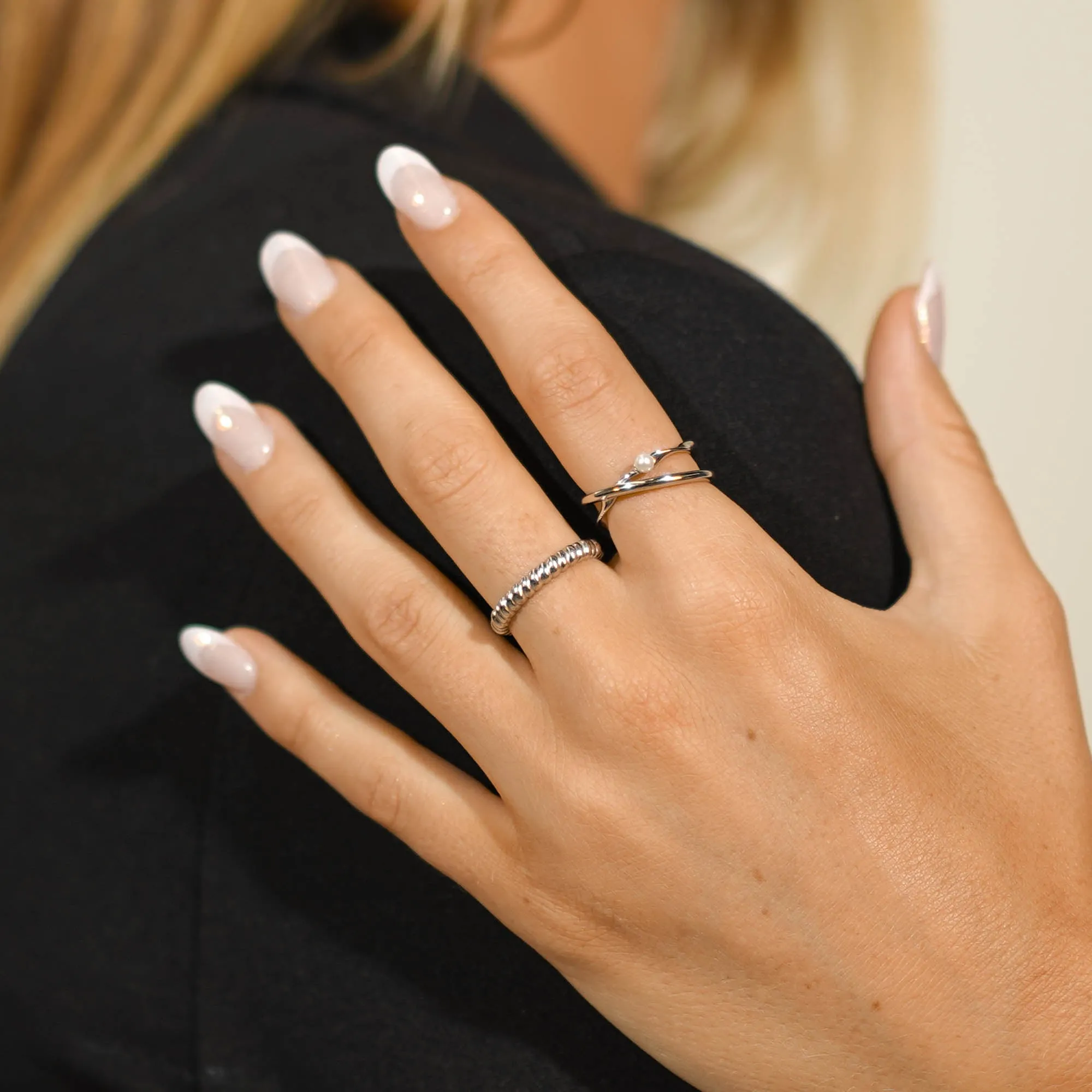 Criss Cross Pearl Open Ring