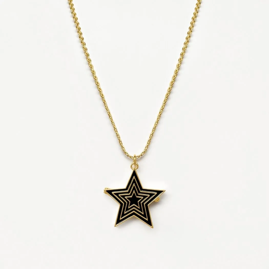 Deco Star Locket (Onyx) - Gold