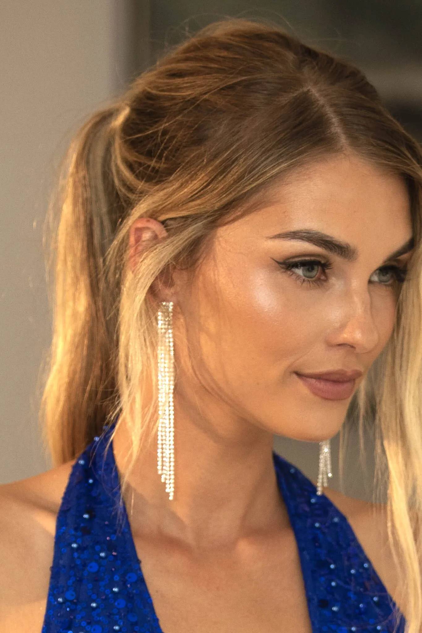 Diamante Tassel Earrings in Silver