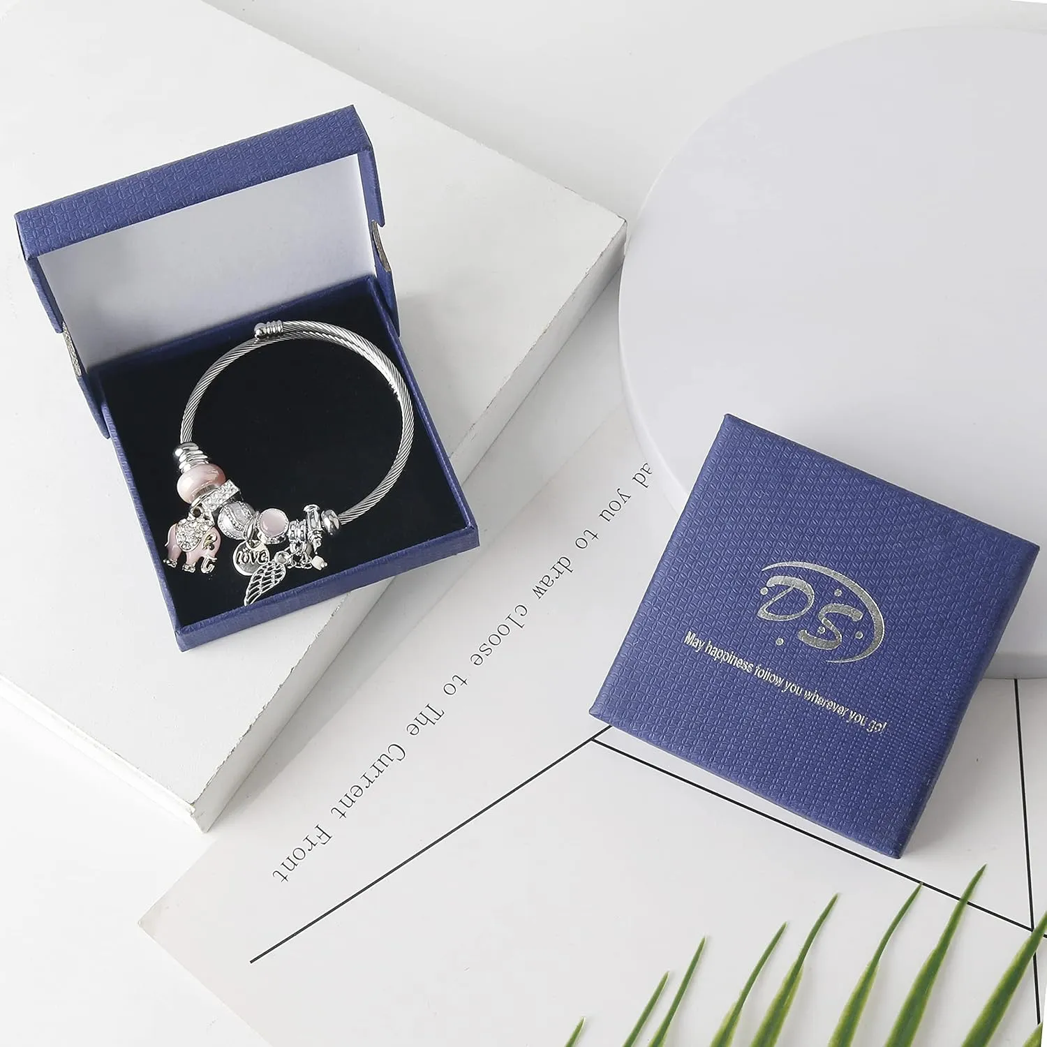 DS Charm Bracelets for girls,exquisite cute cartoon friendship bracelets Silver Stainless Steel Bangle with birthday Gift box, Adjustable girls jewelry Suitable for holiday gifts