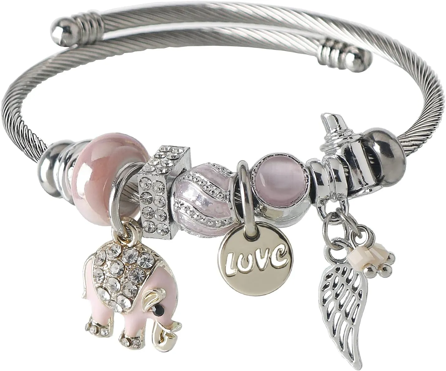 DS Charm Bracelets for girls,exquisite cute cartoon friendship bracelets Silver Stainless Steel Bangle with birthday Gift box, Adjustable girls jewelry Suitable for holiday gifts