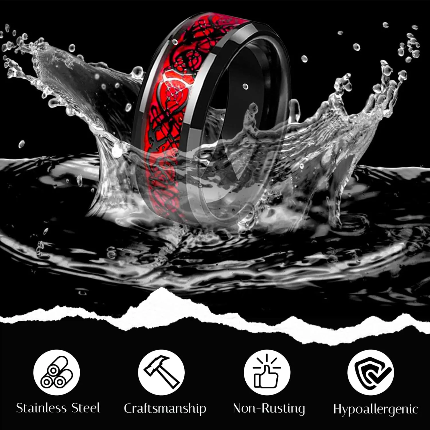EIELO 16Pcs Stainless Steel Men Fidget Rings for Men Women Stress Anxiety Relief Spinning Rings Cool Black Rings Fashion Chain Band Ring Mens Wedding Engagement Ring Set