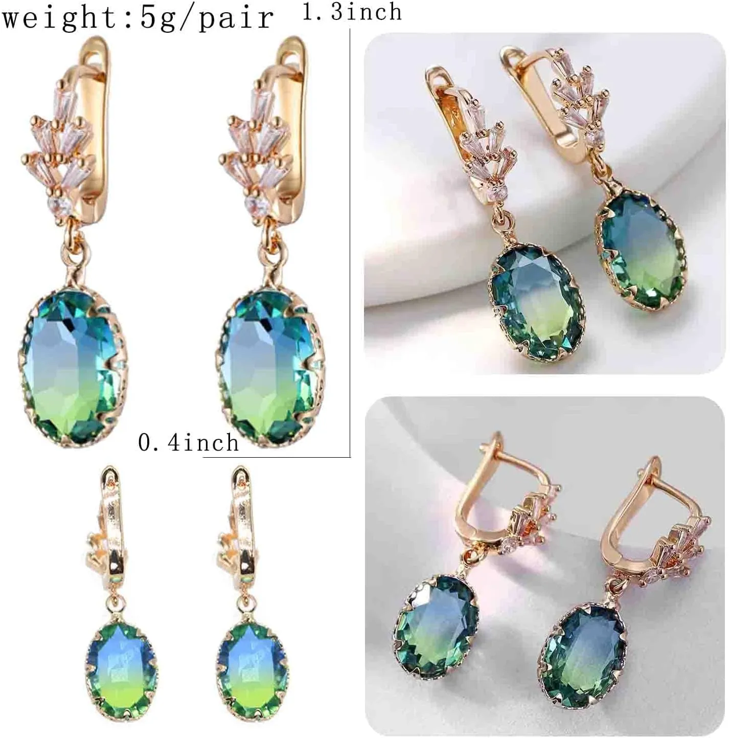 Fashion Emerald Cubic Zirconia Dangle Drop Earrings Elegant Crystal Zircon Geometry Statement Earring Luxury Jewelry for Women