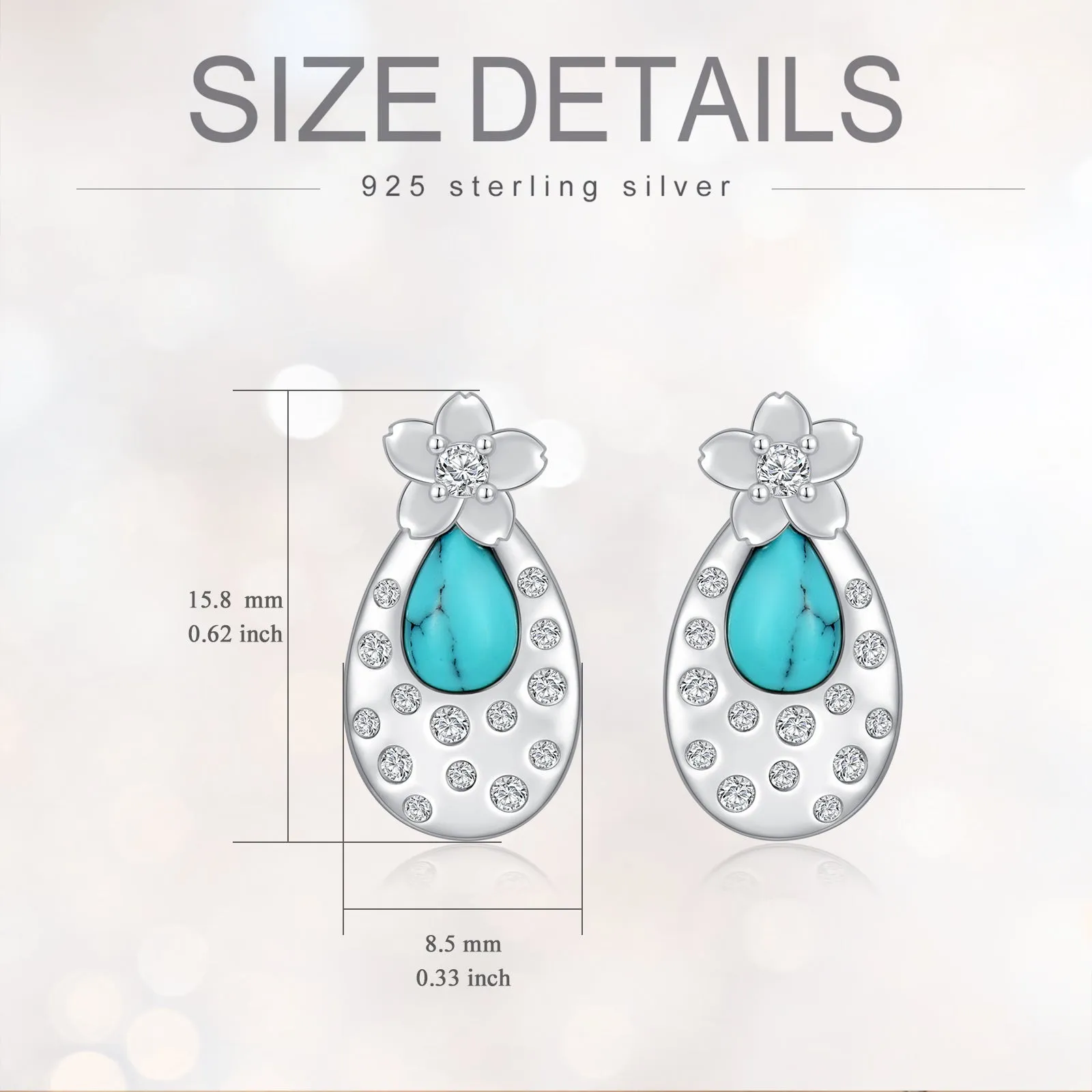 Fashion Turquoise Cherry Blossom Stud Earrings