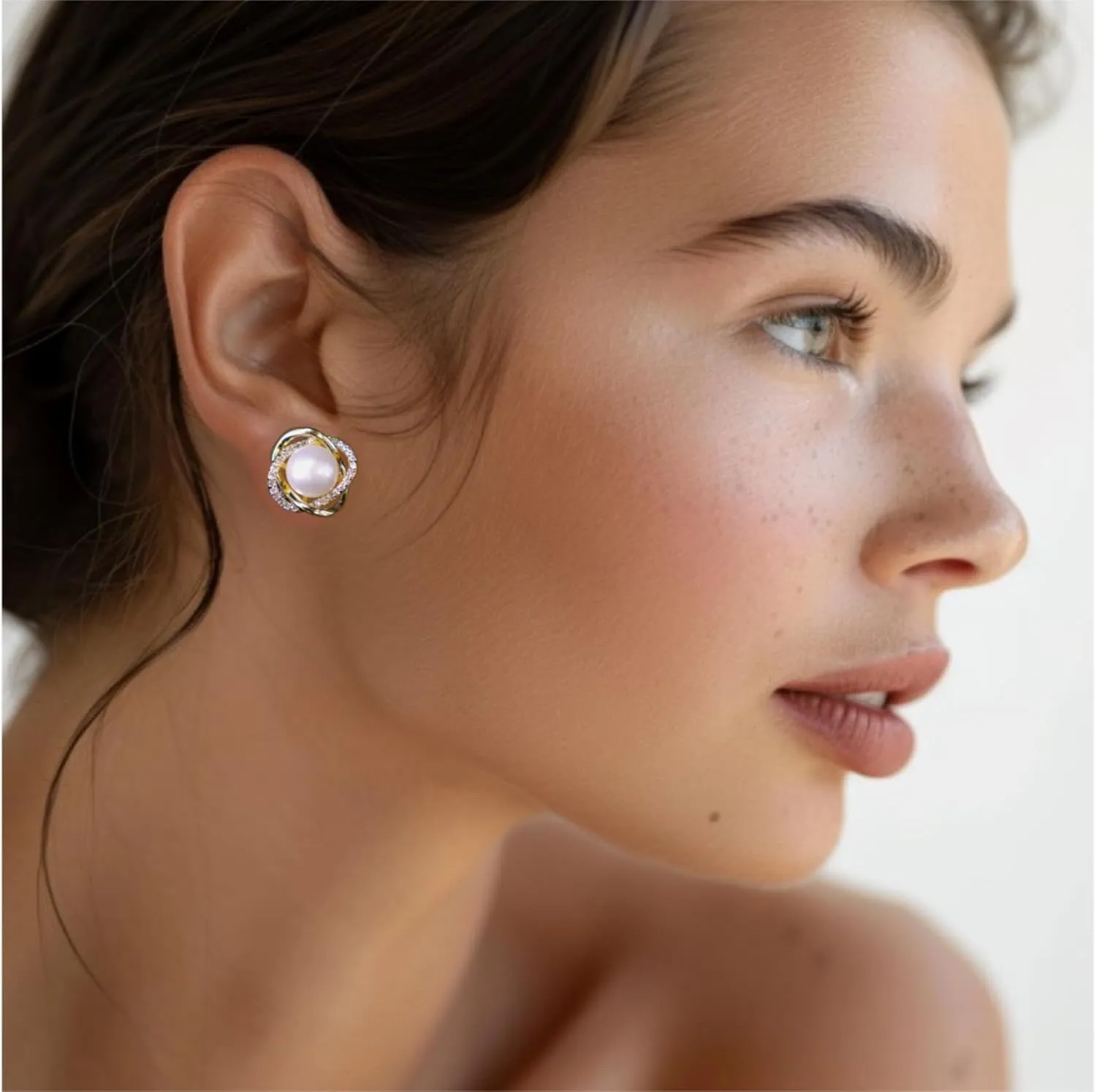 Handpicked Freshwater Cultured Stud Button Pearl Earrings