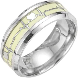 Heart Shape Luminous Ring Glowing in Dark Heartbeat Couple Rings for Friends Stainless Steel Jewelry Valentine's