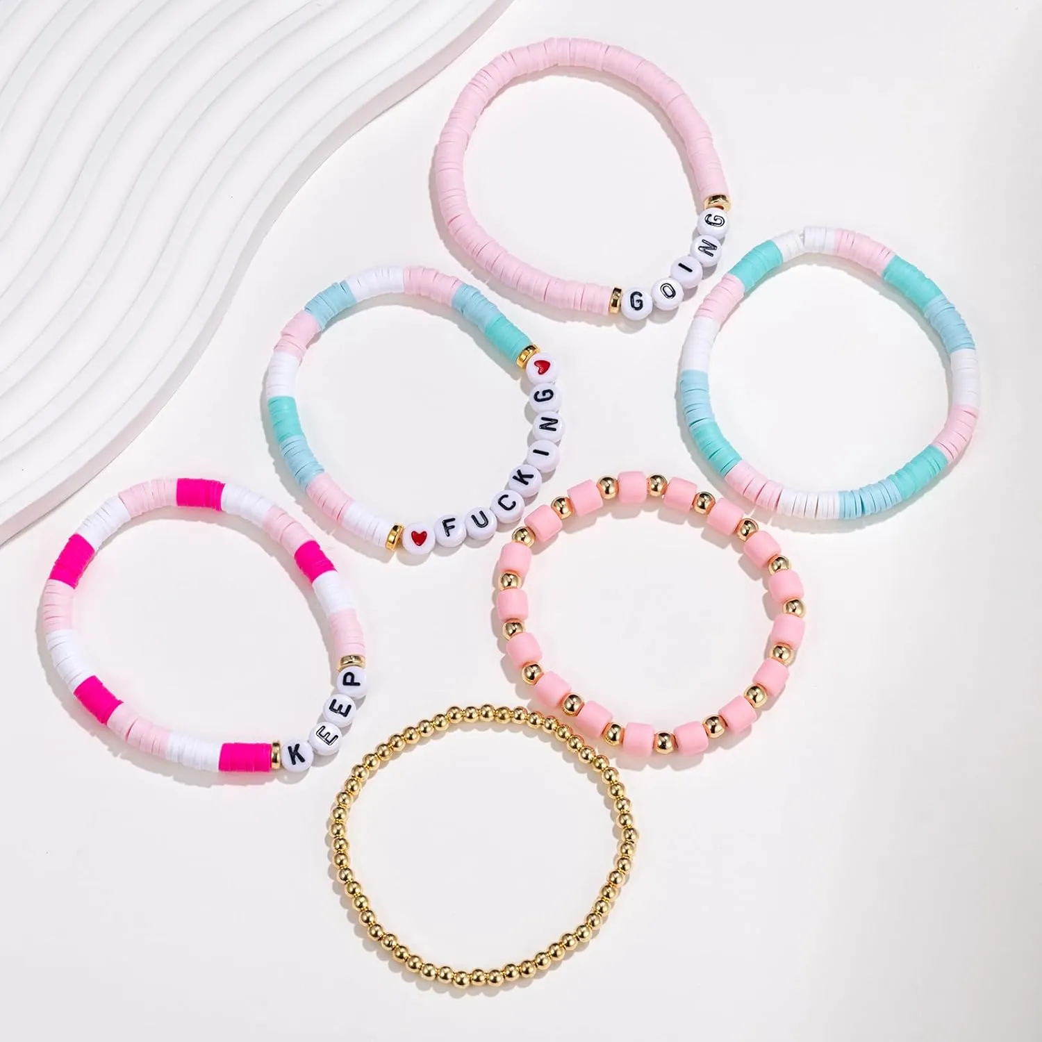 Jvvsci Inspirational Motivational Gifts Bohemian Stackable Stretch Bracelets Set Boho Preppy Jewelry for women Friends BFF Sisters Encouragement Gift Uplifting Gift For Her