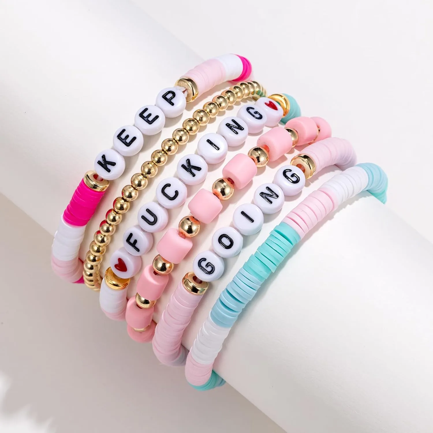Jvvsci Inspirational Motivational Gifts Bohemian Stackable Stretch Bracelets Set Boho Preppy Jewelry for women Friends BFF Sisters Encouragement Gift Uplifting Gift For Her