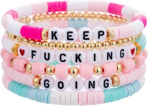 Jvvsci Inspirational Motivational Gifts Bohemian Stackable Stretch Bracelets Set Boho Preppy Jewelry for women Friends BFF Sisters Encouragement Gift Uplifting Gift For Her