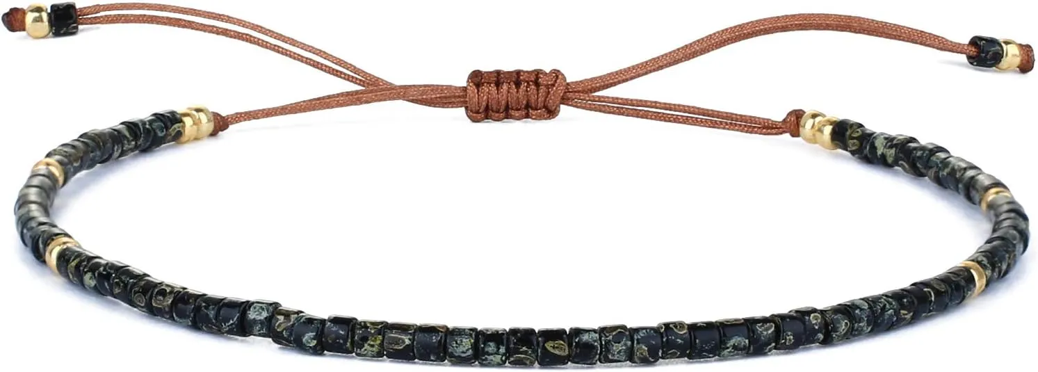 KELITCH Adjustable turquoise bead bracelet single color knitting friendship bracelet fashion jewelry daily wear gift (28 color selection)