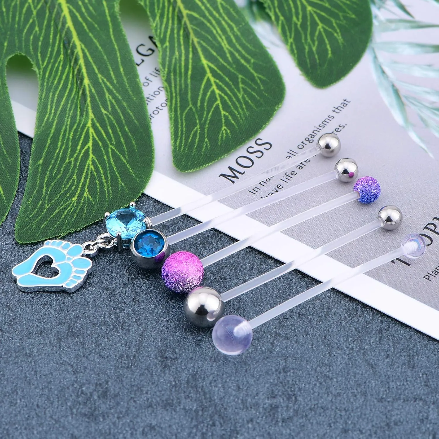LAURITAMI Pregnancy Belly Button Rings 14G Clear Acrylic Bioflex CZ Sport Maternity Belly Navel Ring Barbell Body Jewelry Piercing