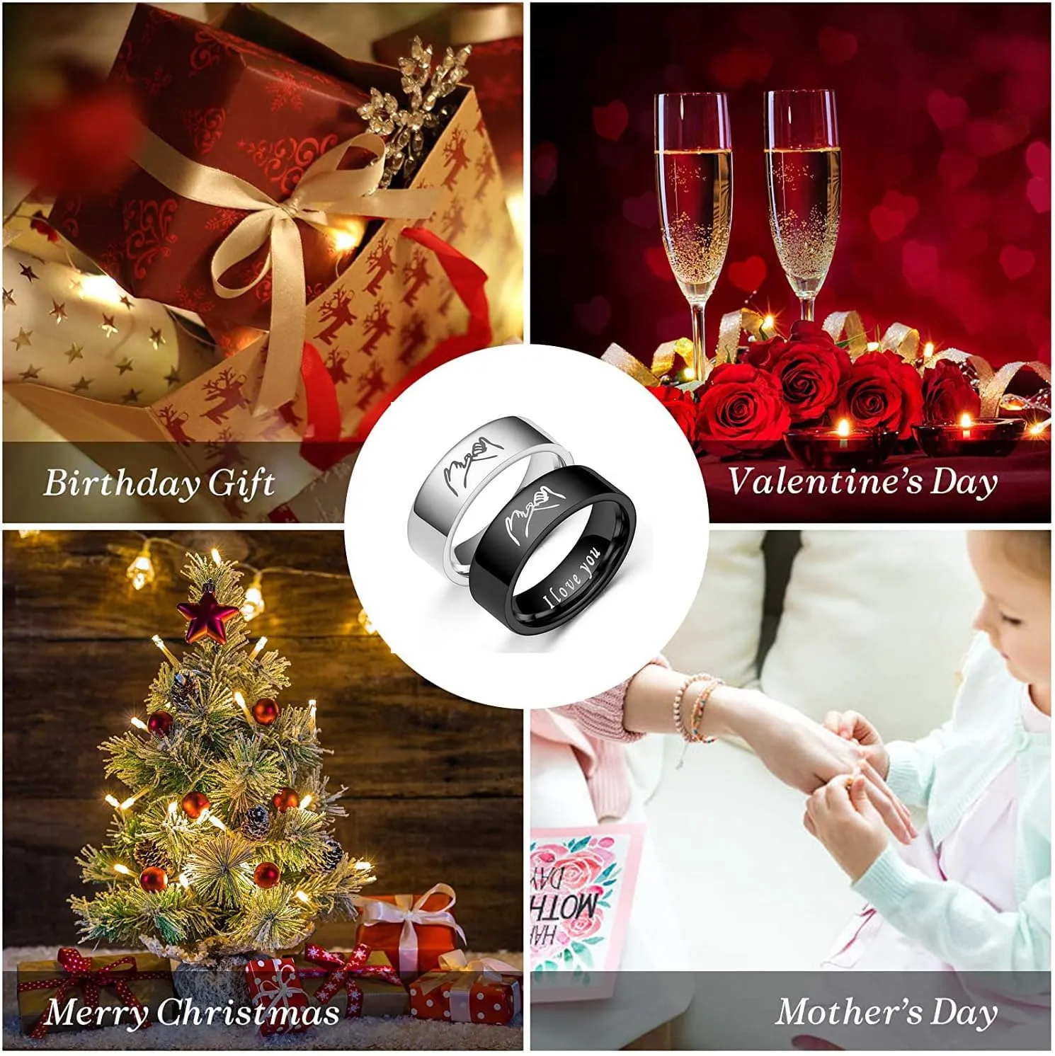 Matching Rings for Couples Promise Rings Sets Engravable Rings for Couples Engagement Rings for Men and Women Set i love you Couple Rings for Women Personalized Promise Couple Rings for Her Valentine's Day Gift Christmas Gift