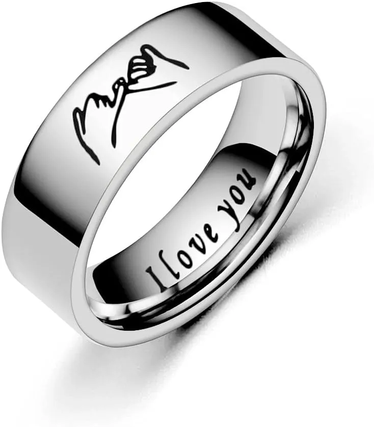 Matching Rings for Couples Promise Rings Sets Engravable Rings for Couples Engagement Rings for Men and Women Set i love you Couple Rings for Women Personalized Promise Couple Rings for Her Valentine's Day Gift Christmas Gift