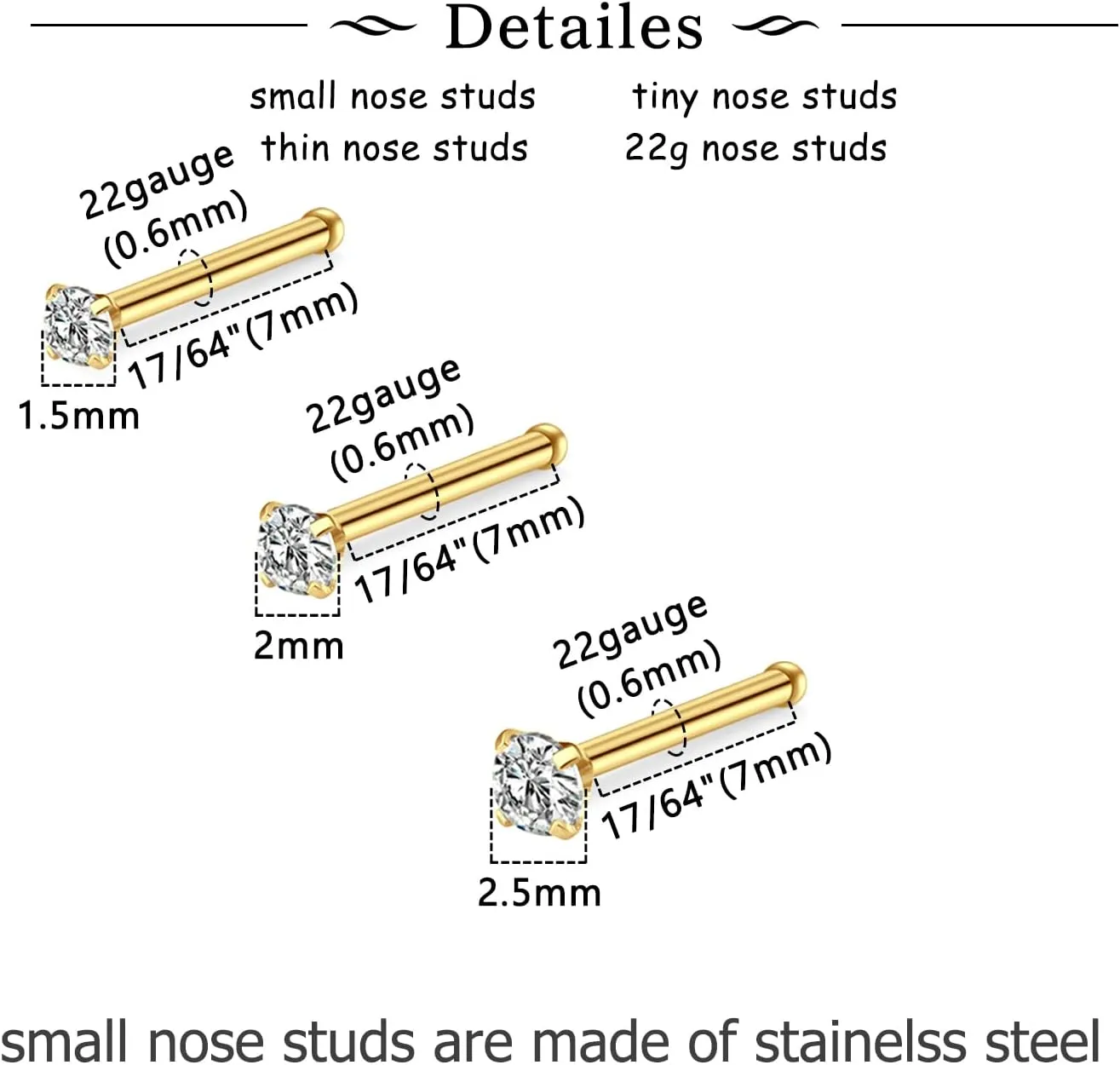 MODRSA Nose Hoops & Rings - L-Shaped, Studs, Gold & Silver Nose Piercings - 20g & 22g - Surgical Stainless Steel & Corkscrew Designs for Women & Men