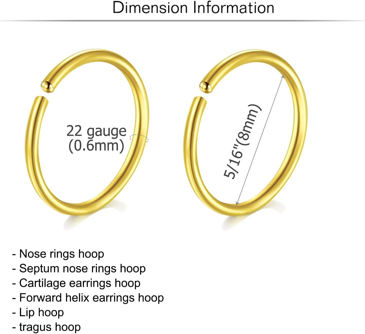 MODRSA Nose Hoops & Rings - L-Shaped, Studs, Gold & Silver Nose Piercings - 20g & 22g - Surgical Stainless Steel & Corkscrew Designs for Women & Men