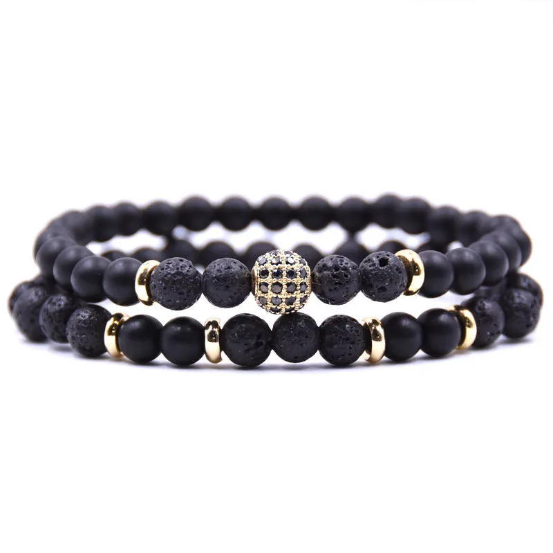Natural Stone Bracelet Set with Micro Zircon Bracelet.