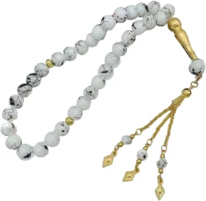 Prayer Beads Bracelet,Elegant Glass Prayer Beads Rosary Hand Chain 33 Bead Bracelet Meditation Rosary Jewelry for Men and Women