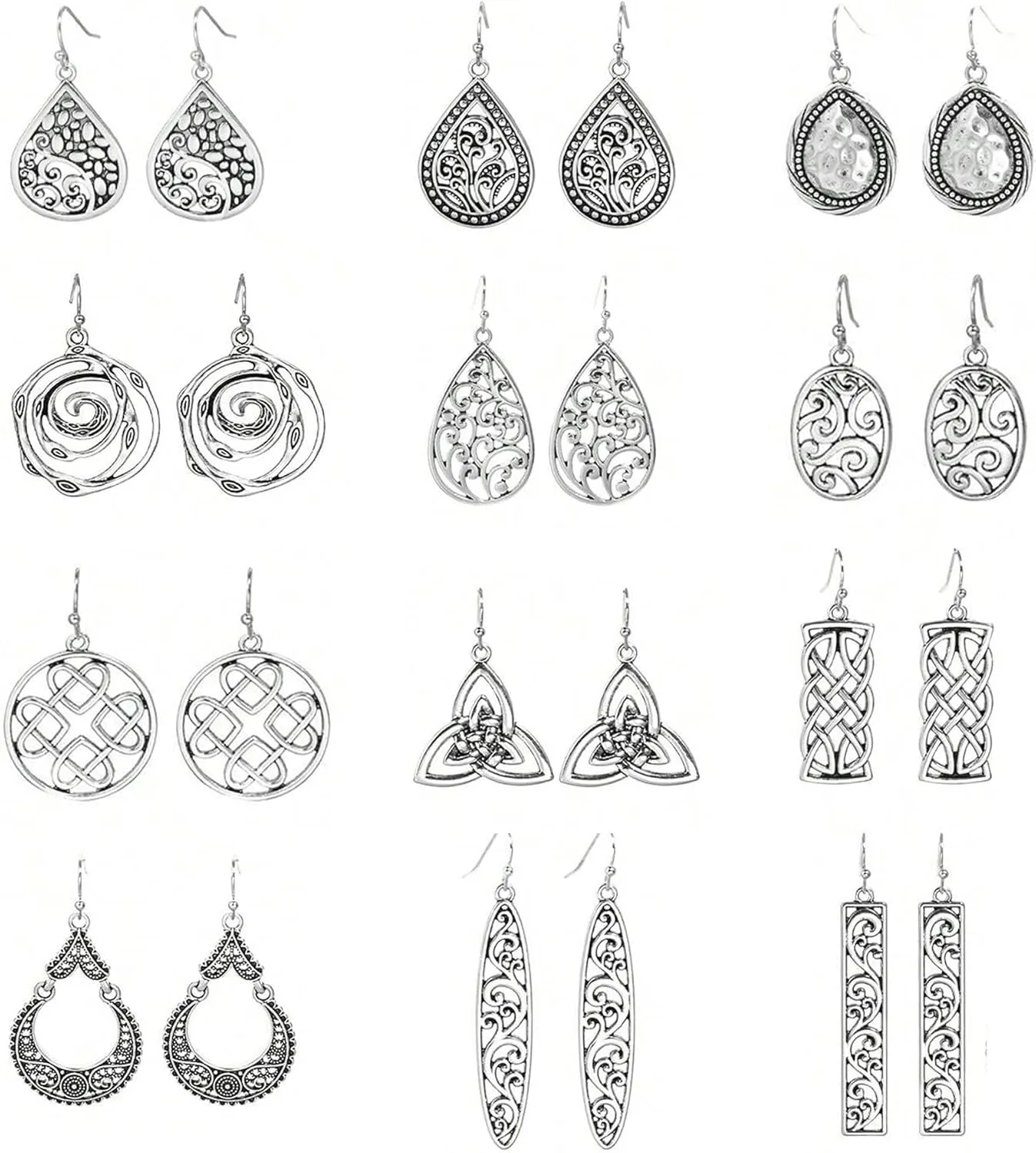 Ritach Silver Dangle Drop Earrings Trendy Vintage Statement Bohemia Boho Earrings Set for Women