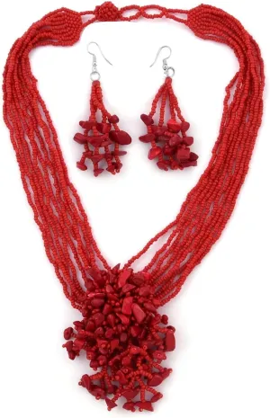 Shop LC Beaded Jewelry Sets for Women - Beach Necklace & Earring Set Costume Jewelry for Women Trendy - Bead Necklace Set Boho Western Beach Jewelry