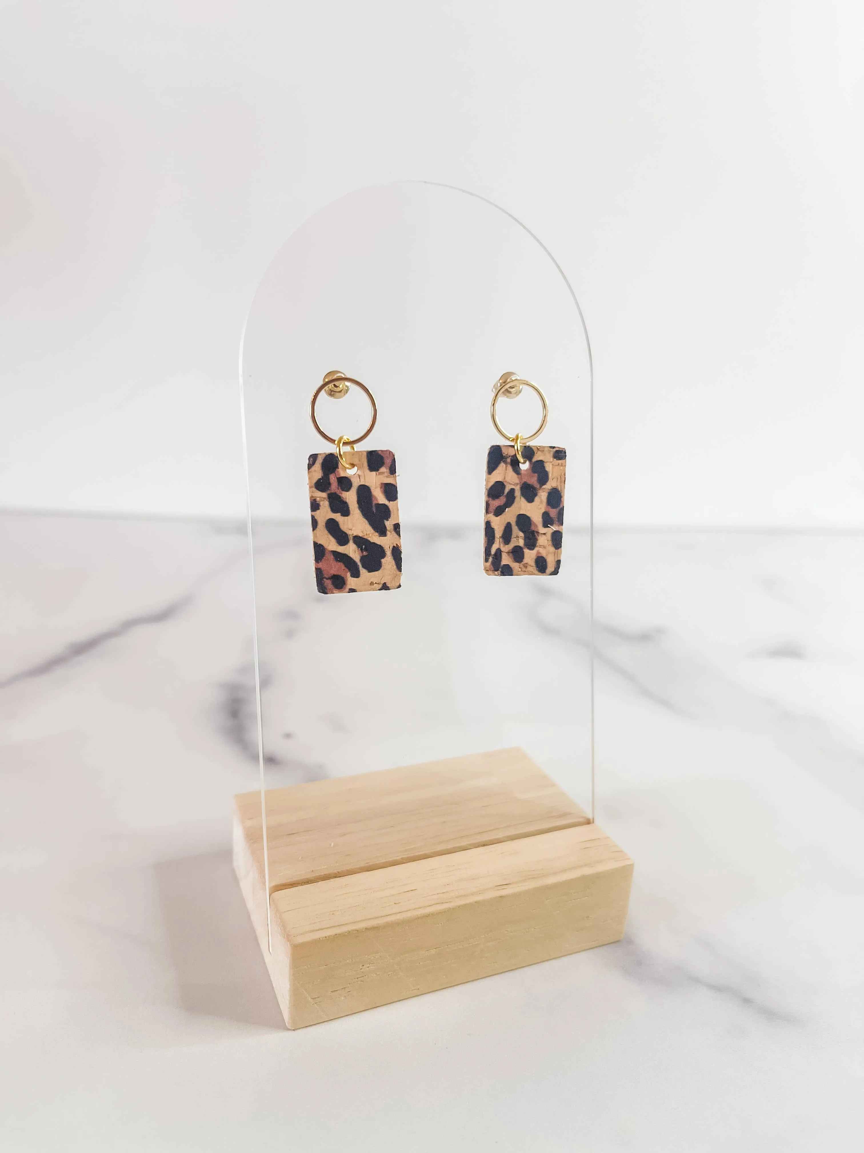 The Tenley Mini leather earrings (leopard)